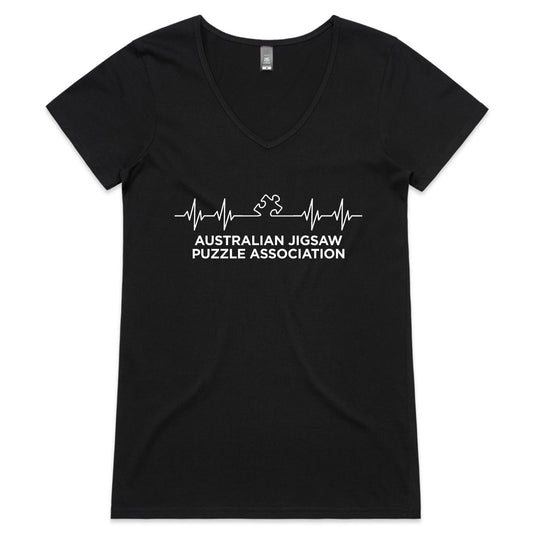 Heartbeat - AS Colour Bevel - Womens V-Neck T-Shirt